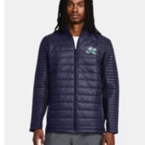Under Armour Notre Dame Men's Atlas Navy Blue Loose Puffer Coat, Size Large
